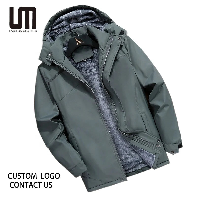 Clearance Sales Men Winter Hooded Jacket Thick Windproof Warm Coat Autumn Winter Sports Outdoor Hoodie Plus Size Casual Jacket