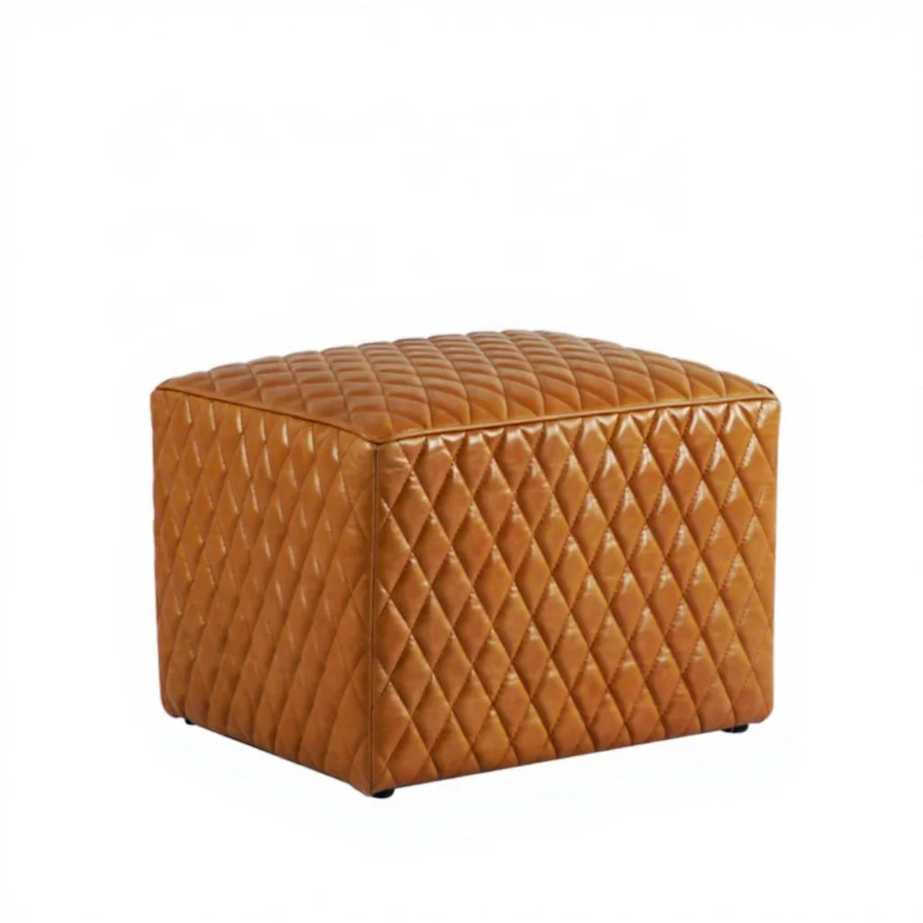 Customized Bar Clubs Genuine Leather Ottoman and Pouf Vintage Distressed Leather Foot Stool square Floor Ottoman Coffee Table