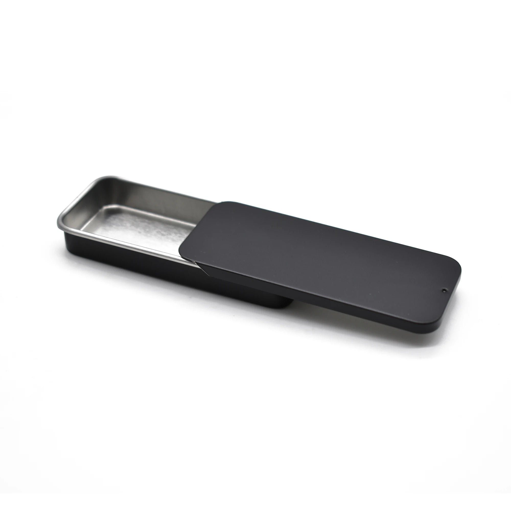 Low Moq White Black Silver Slide Perfume Metal Packaging Tin Box