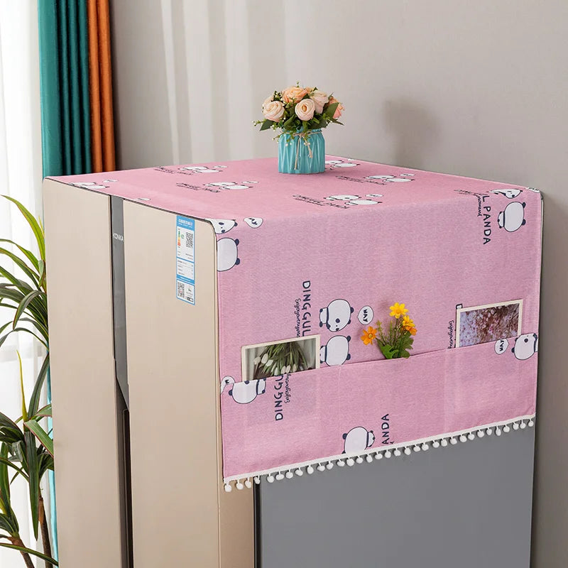 Modern Versatile Fridge Dust Cover Set Multifunctional Pockets Non-Electric Magnesium-Free Eco-Friendly Durable Polyester Fabric