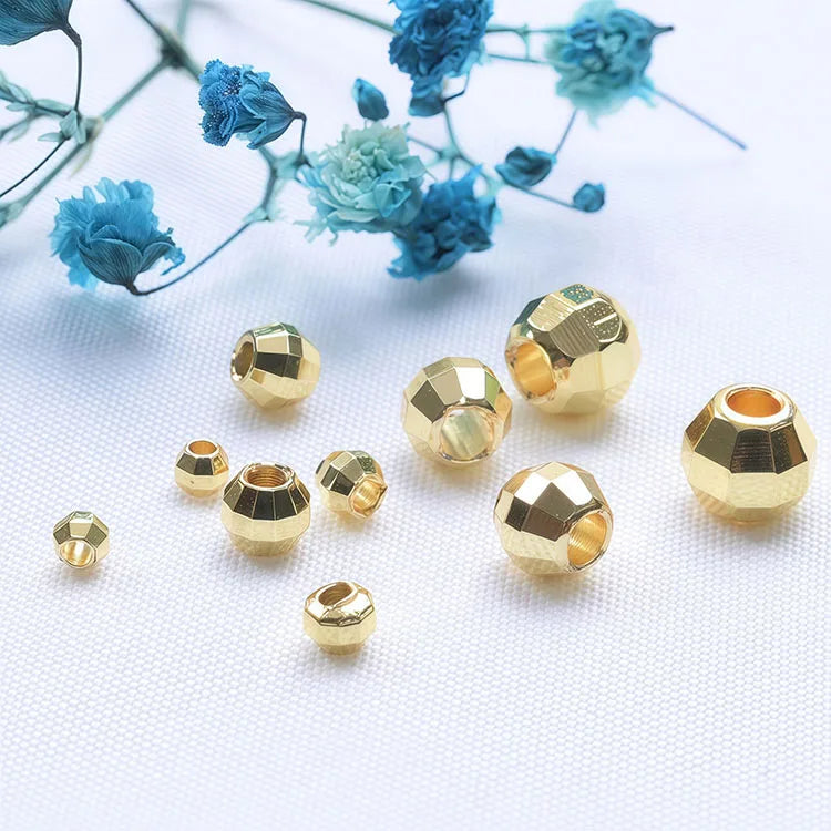JS1164 Wholesale Hot Sale Silver Gold Faceted Ball Round Spacer Beads for Jewelry Making