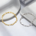 RINNTIN SB109 Solid 925 Sterling Silver Italian 14K Gold Plated Genuine Paperclip Link Chain Bracelet for Women