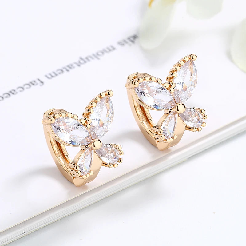 Fashion Woman Jewelry Butterfly Bow Tie Knot Crystal Rhinestone Cuff Earrings