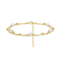 RINNTIN GPB32 2024 New Fashion 4-5mm Double-layer Fresh Water Pearl Bracelet 14k Gold Peach 925 Sterling Silver Women's Bracelet