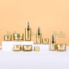 5g 10g 15g 20g 30g 20ml 30ml 60ml SkinCare Small Face Cream Gold Empty Plastic Cream Jar and Bottle Set for Serum