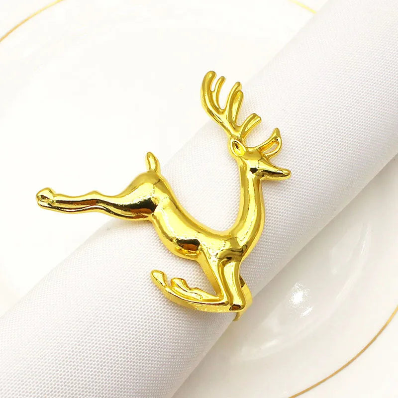 Hot Sale Reindeer Napkin Ring and Napkin Holder Tableware Accessories for Christmas Serviette Decoration