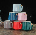 China Factory Stock Novelty 360ml 12oz Ceramic Coffee Mug with Golden Rim Unique Design Cheap Stoneware Cup with Gold Handgrip