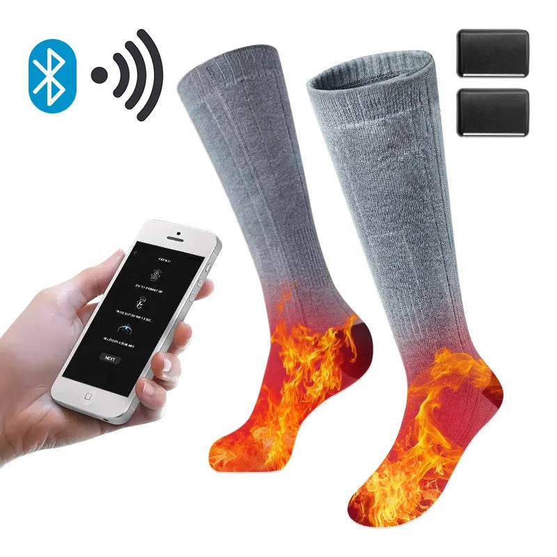 Wholesale Outdoor Bsci Supplier Warm Electric Rechargeable 7.4V Ski Heating Remote App Heated Socks With Battery