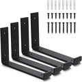 Heavy-Duty J Shelf Brackets for DIY Floating Shelves Stainless Steel Wall-Mounted Metal Shelf Supports with Screws