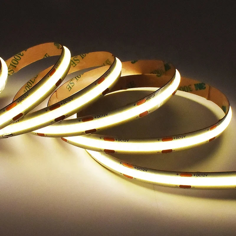 COB LED Light Strip 3M Tape Light No Weld Point 8mm Width PCB IP20 480LEDs/m Ra>90 Beam Angle 180 Home Office Dimmable CRI>90