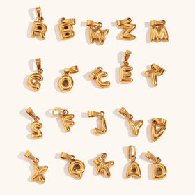Capital Gold Initial Letter Bubble DIY Jewelry Top Ranking Stainless Steel California Character Fashion Pendants & Charms by Min