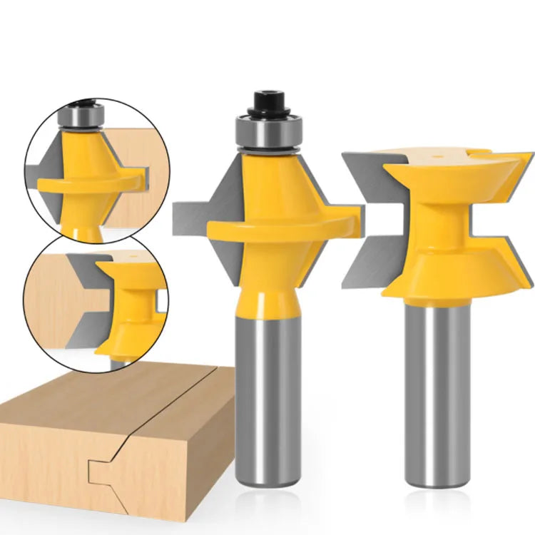 2pcs 120 Degree Lock Miter Finger Joint Router Bits Set 1/2'' Shank Milling Cutters for Wood Plywood MDF Woodworking Tools