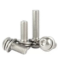 M4 X 6mm Bolt With Spring Washer and Flat Washers Attached Pan Head Hexagon Socket SEMS Combination Screw 18-8 Stainless Steel