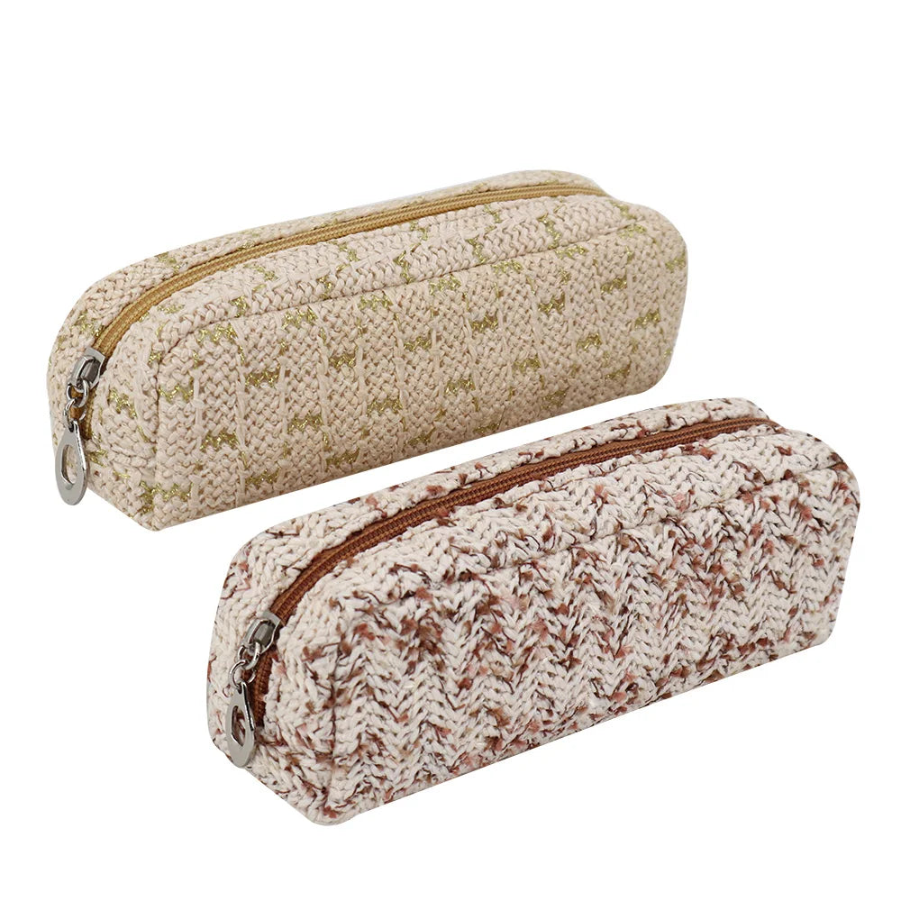 Customization Fashion PP Straw Material Pencil case Simple Cosmetic Storage Bag Beauty Lady Makeup Brush Pouch Bag
