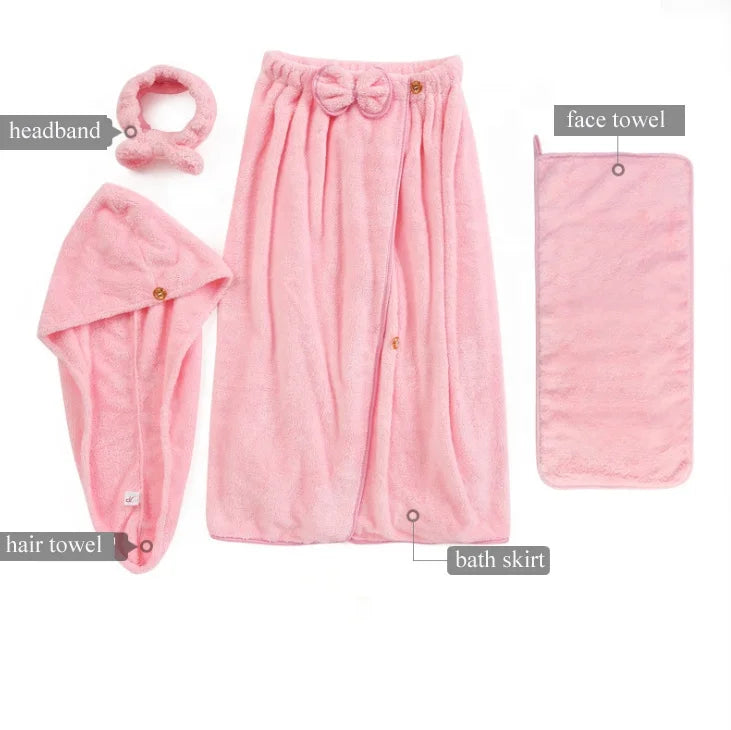China Supplier Factory Price Coral Fleece Microfiber Spa Wrap Hair Towels and Robes Headband