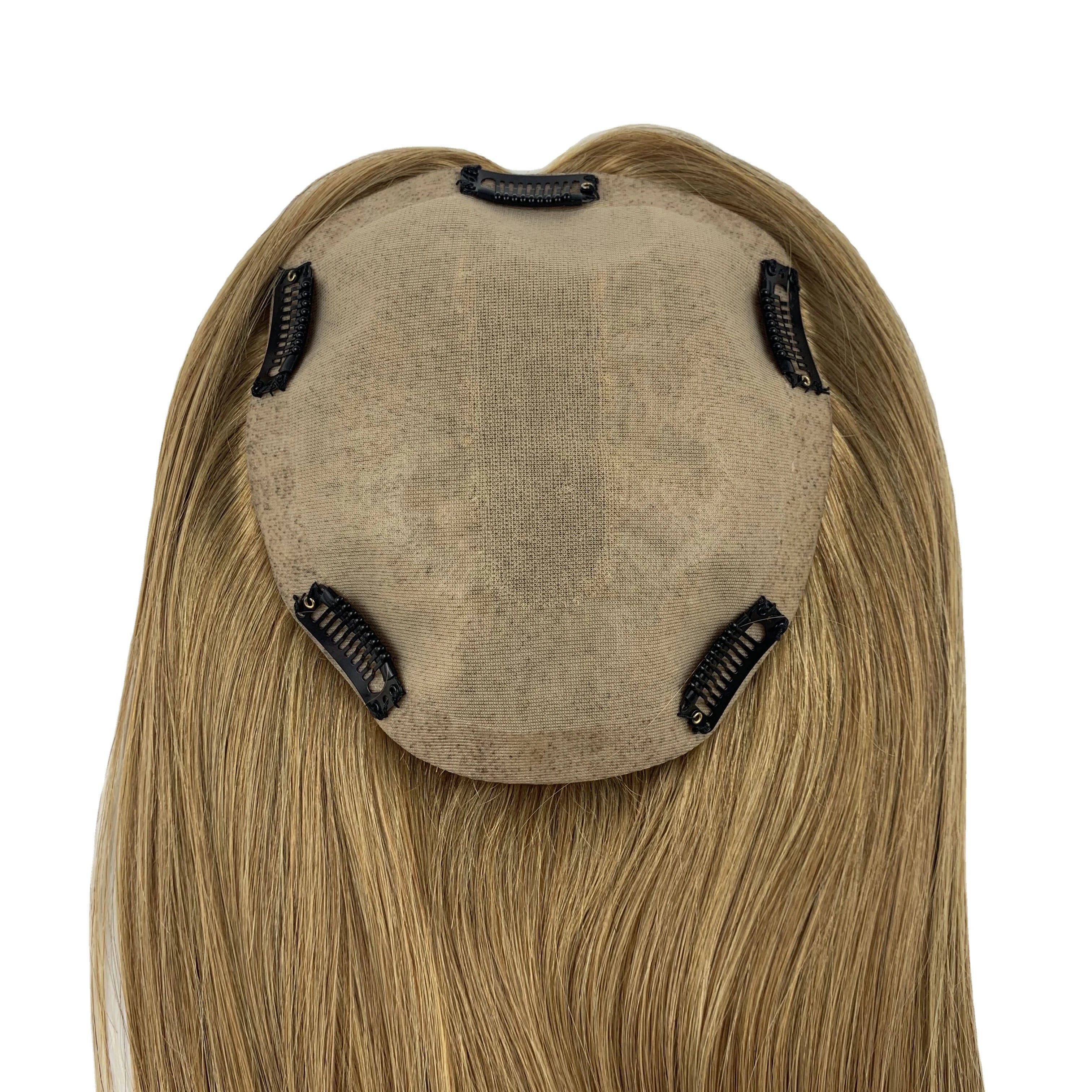 Super Full Swiss Lace Hair Topper with PU European Cuticle Aligned Human Hair Handtied Lace Topper for Women