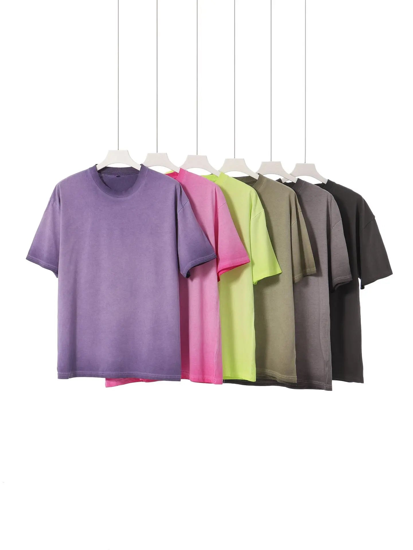 230g Washed and Distressed Short-sleeved T-shirt for Men Trendy Brand Oversized Fit Cotton Gradient Tie-dye Design
