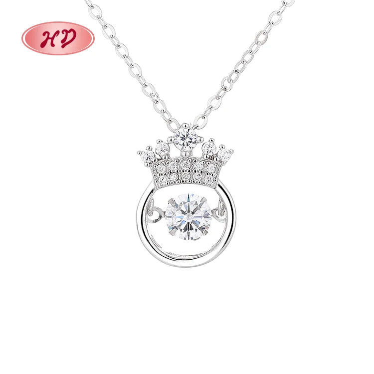 Exquisite S925 Silver Crown Necklace Adorned With Shimmering Zirconia Wholesale Royalty Collection