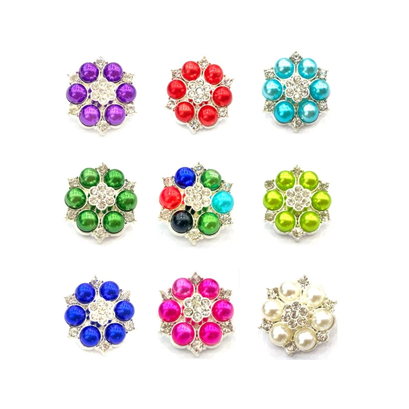 Women Girls Flatback Pearl Crystal Rhinestone Flower Buttons Style Shank for Clothing Accessories Rhinestone Embellishments