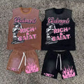 Hot Sale Streetwear Mens Short Sets Custom Logo Acid-Washed Vintage Oversized Tank Top and Shorts Two Piece Set
