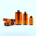 50ml to 200ml Customized Amber Skin Care Shampoo Lotion Serum Cream Flat Shoulder Rectangular PET Bottle with Pump