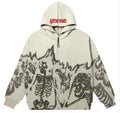 Unisex Y2K Zip Hoodie Heavyweight DTG Printing Custom Digital Direct Print Sweatshirt with Vintage Hooded Collar