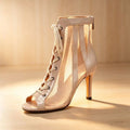 Fashion 7cm 9cm 10cm Jazz Latin Boots Beige Red Ballroom Dance Heels Shoes Rubber Sole Dress Footwear for Women