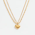 Joolim Jewelry 18K Gold Plated Double-layer Ball&Heart Pendant Choker Necklace Stainless Steel Jewelry Wholesale