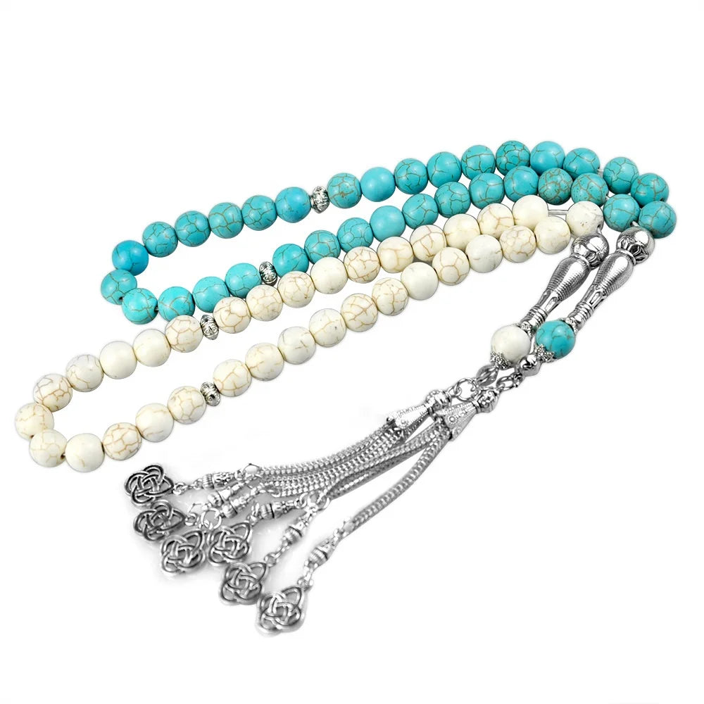 Hand Made Muslim Rosary Beads 33 Turquoise  Misbaha Rosary Muslim Gift Precious Stone 10mm Tasbih Islamic Jewelry Wholesale