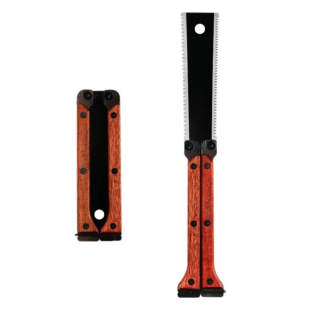 SK5 Double-Sided Folding Pruning Saw with Fine Tooth Heat-Treated Steel Butterfly Handle for DIY Wood Cutting & Joinery