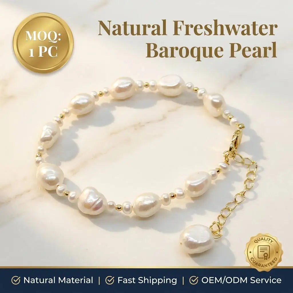 Manufacturer Wholesale Adjustable Girls Bracelet Freshwater White Baroque Pearl Potato Pearl Customizable Personalized Bracelet