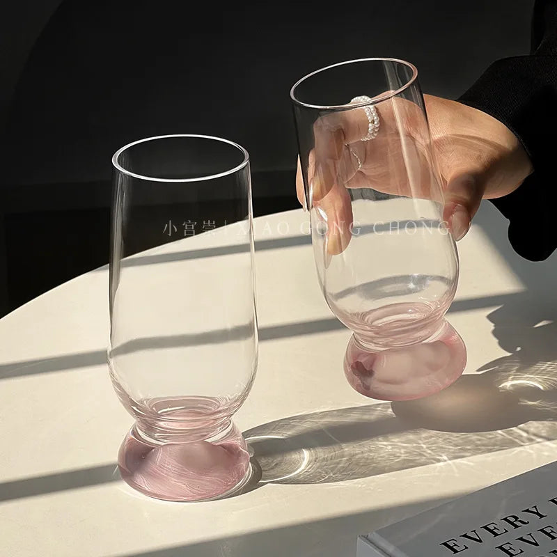Glass Water Cup Design Perfect Cute and Luxurious Feel Also Suitable As Stemmed Beer Glass Creative Beverage Coffee Cup