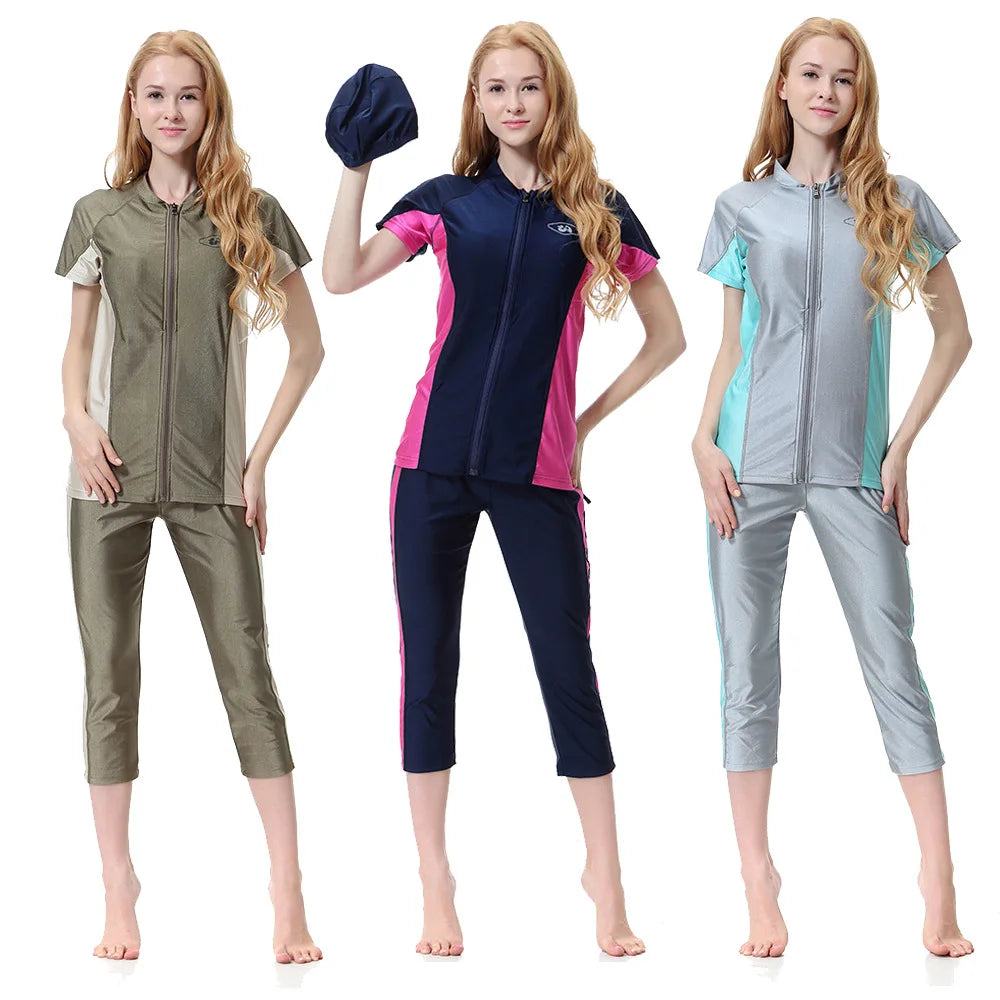 2022 New Fast-drying Muslim Women's Swimsuit Conservative Three-piece Set