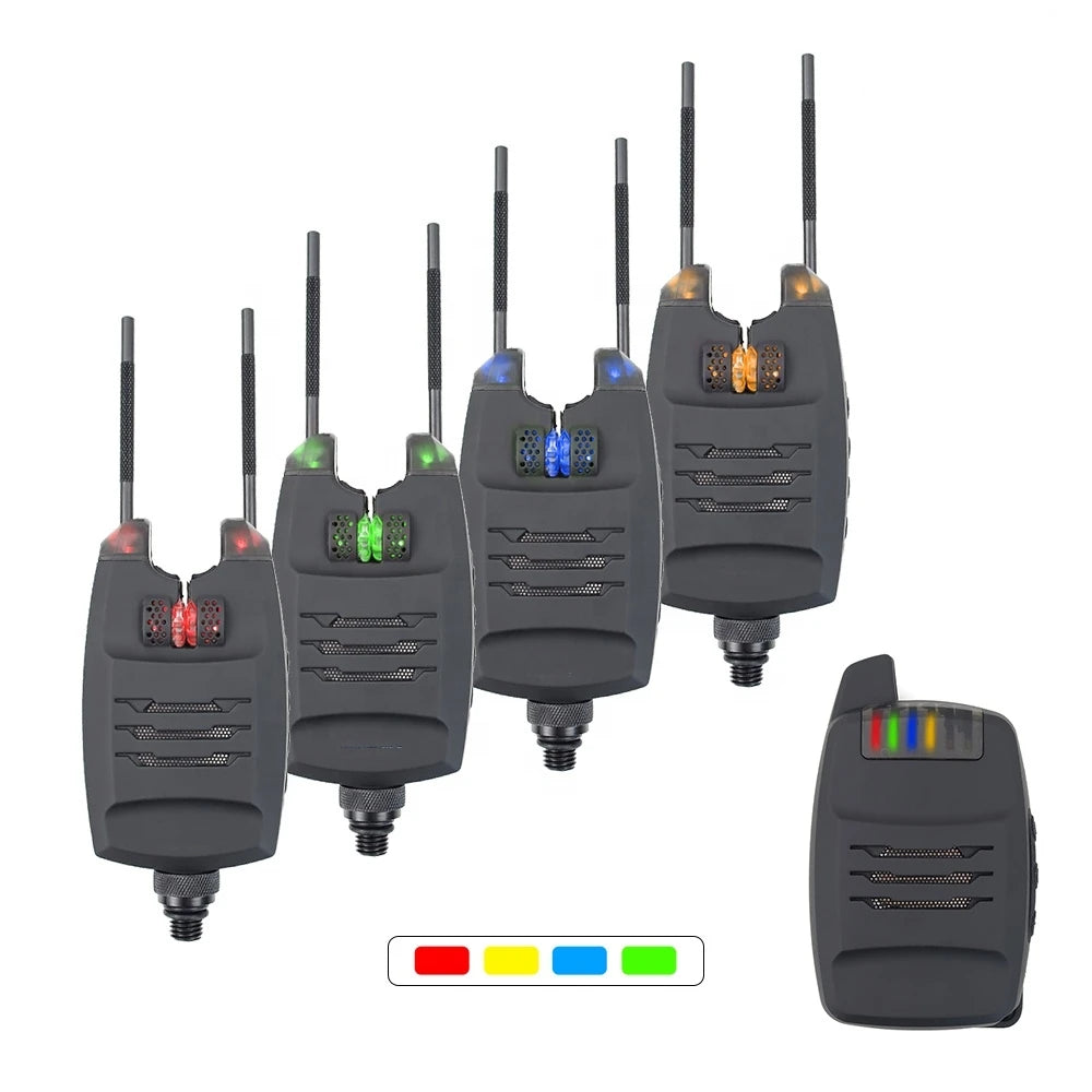 Carp Fishing Alarm Set Sounds and LED Alarming Wireless Fishing Bite Alarm Indicator Electronic with Snag Ear Bar