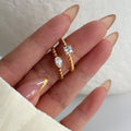 Dazan Autumn Winter New Ins Trendy 18k Pvd Gold Plated Stainless Steel Minimalist Elegant White Zircon 2 Design Bead Ring Women