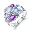 Abiding Luxury Trendy Style  Natural Sky Blue Topaz Amethyst Rings Jewelry 925 Sterling Silver Wedding Engagement Rings