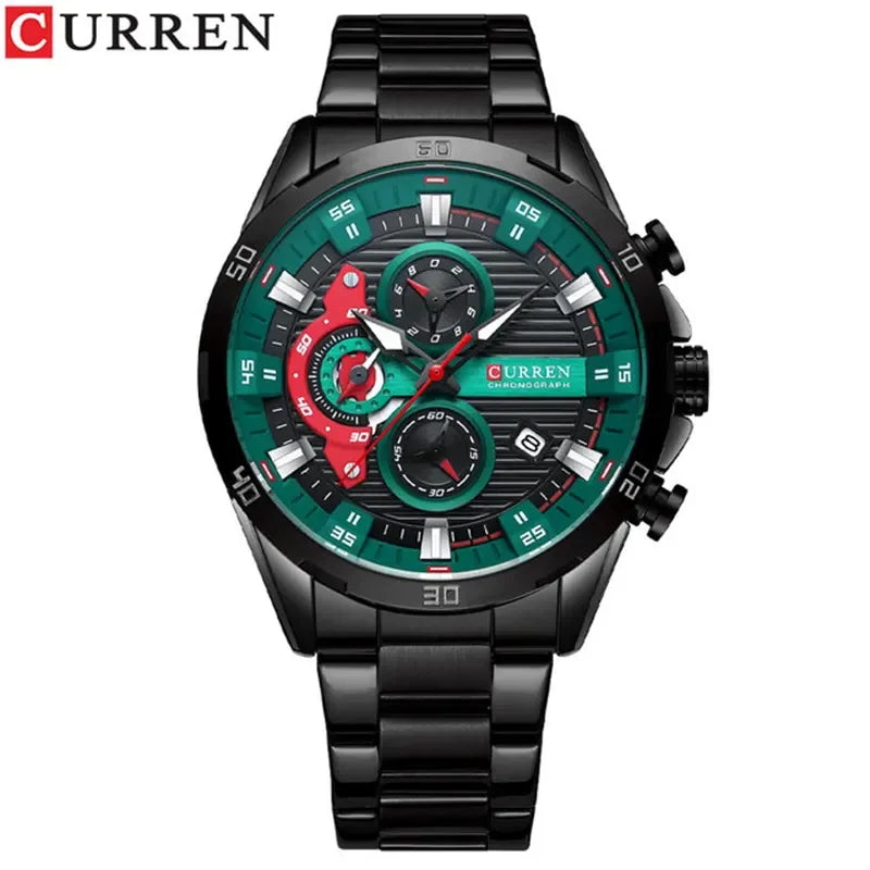 CURREN 8402 Stainless Steel Band Watches Men Luxury Brand Waterproof Chronograph Quartz Watch