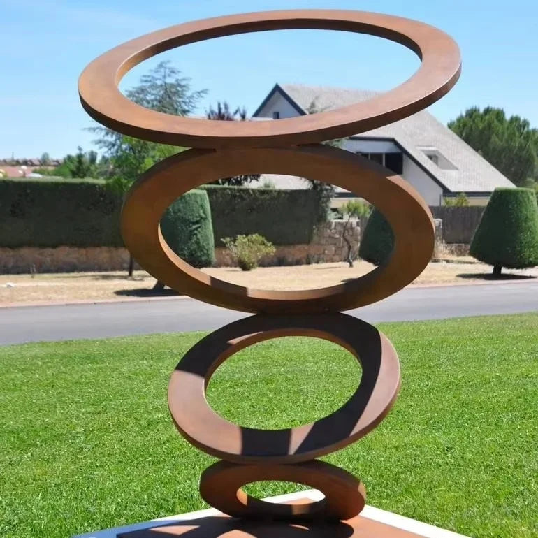 Rusty Steel Large Metal Art Corten Steel Ring Sculpture Outdoor Corten Steel Circle Sculpture