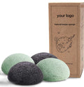 Japanese Natural Large Bamboo Charcoal Konjac Sponge for Facial Skin Care Ball Type Konjac Sponge for Face