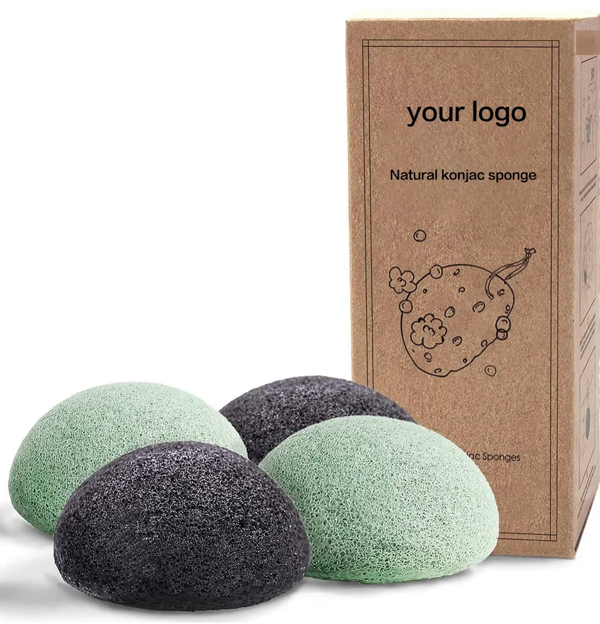 Japanese Natural Large Bamboo Charcoal Konjac Sponge for Facial Skin Care Ball Type Konjac Sponge for Face