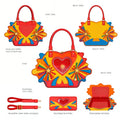 Custom Logo Rainbow Burst Heart Ita Bag Transparent Window Pin Display Handbag PU Leather Crossbody Bag for Anime Fans