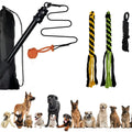 Extendable Dog Flirt Pole Toy Tug Tease Wand Non-Bungee Cord Dog Toy for Fun Obedience Training With Rope Chew Toy