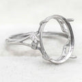 Sterling Silver 11*14mm Semi Mount Ring Empty Frame Blank Support Setting S925 Base Holder Without Center Stone for DIY Inlay
