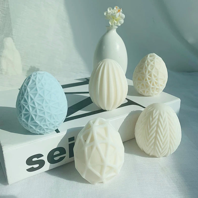Food Grade 3D Round Pillar Mold New Creative DIY Custom Easter Egg Silicone Candle Molds 3pcs MOQ for Soap Cake Tool Making