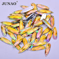 JUNAO 8*28mm Rhinestone Sew on Clothes Drop Acrylic Stones Sew on Crystal AB Rhinestone for DIY