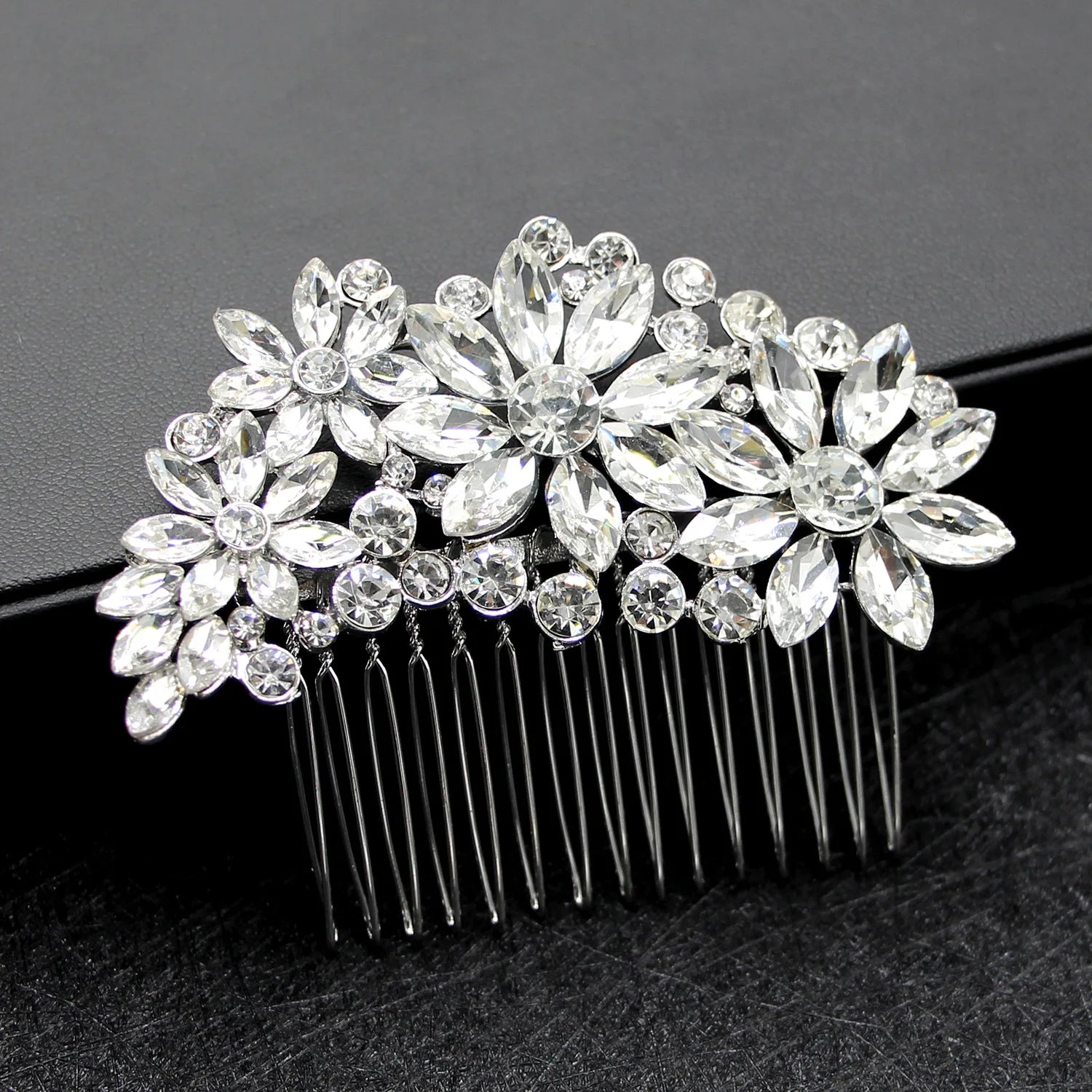 Fashion Luxury Bridal Wedding Hair Accessories Alloy Gold Silver Plated Shiny Crystal Diamond Rhinestone Hair Comb