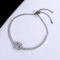 New Bright Full Moissanite  Diamond square Button Bracelet S925 Sterling Silver for Women Fine Jewelry
