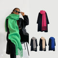 American Style Women's Solid Color Mohair Fringe Scarf Winter Warm Scarves Long Solid Color Plain Style 40*210CM(15.8*82.7 Inch)