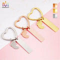 Customizable Metal Key Chains Polished Stainless Steel Gold Plated Tag Pendant Rectangular Footprint Design Engraved Logo Blank