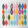 Customized Logo UV Printed Waterproof Diamond Promotional Motel Plastic ABS Acrylic Luggage Hotel Key Tags Keychains Blank